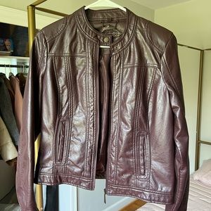 Brown-burgundy leather jacket